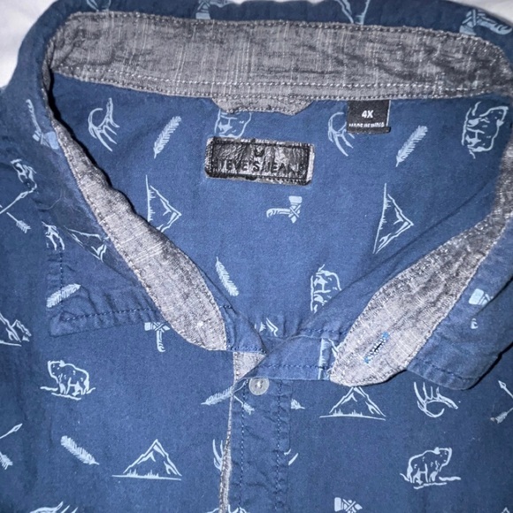 Men’s 4x Shirt Steve Jeans Button Up Tshirt Moutain Nature Themed Wolf Images - Picture 3 of 5